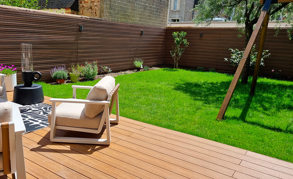 Terrasse composite teinte teck